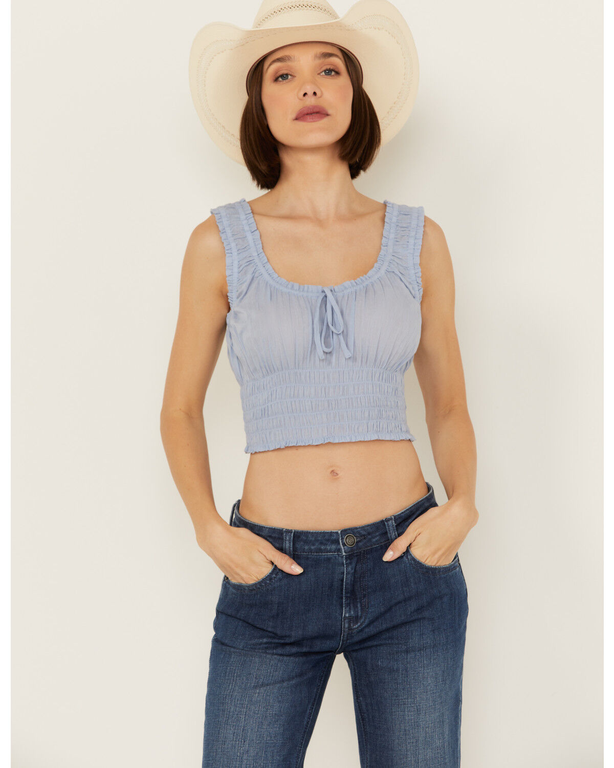 Image #1 - Bila Women's Jennifer Peasant Top, Light Blue, hi-res
