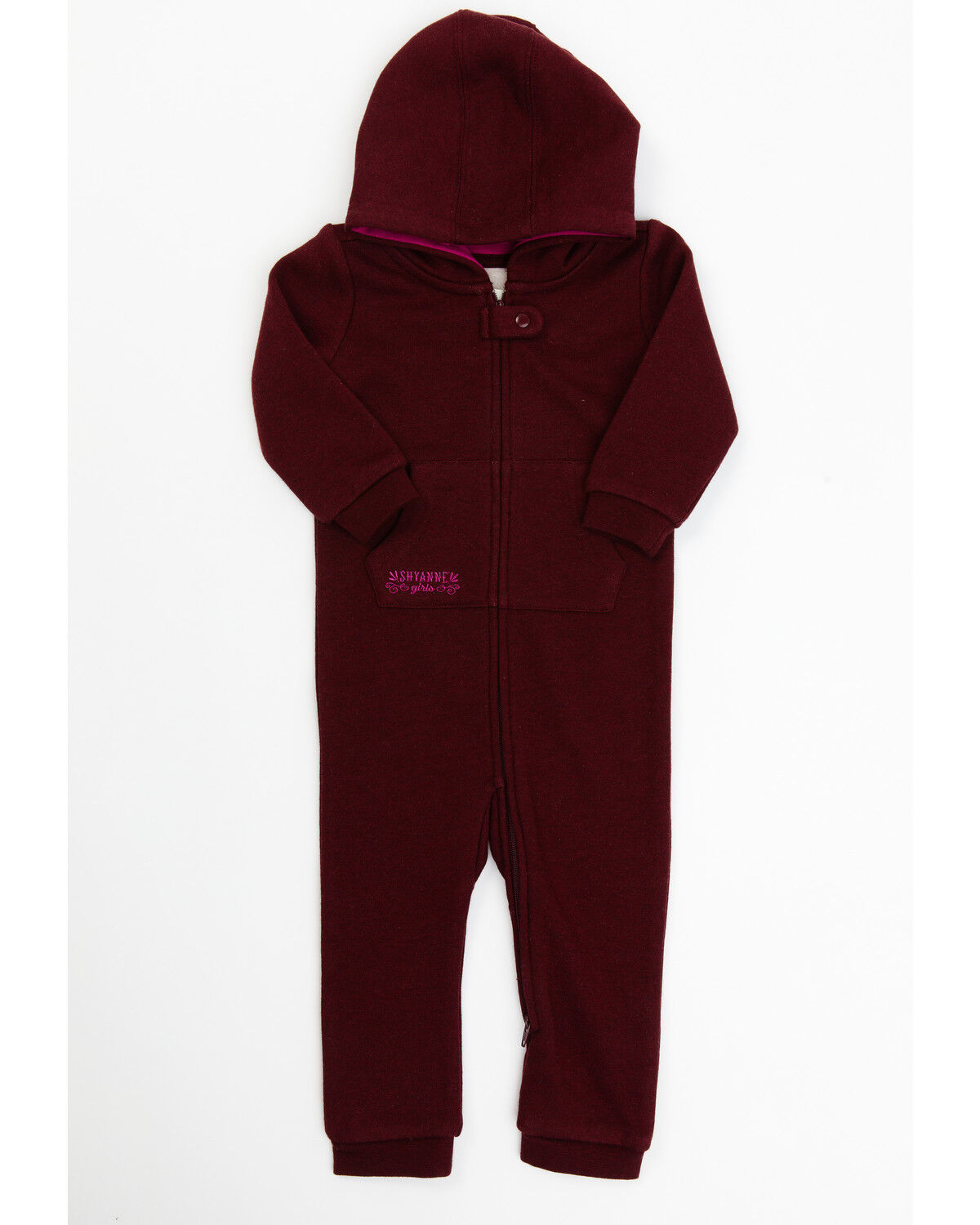 Image #1 - Shyanne Infant Girls' Hooded Coveralls, Burgundy, hi-res