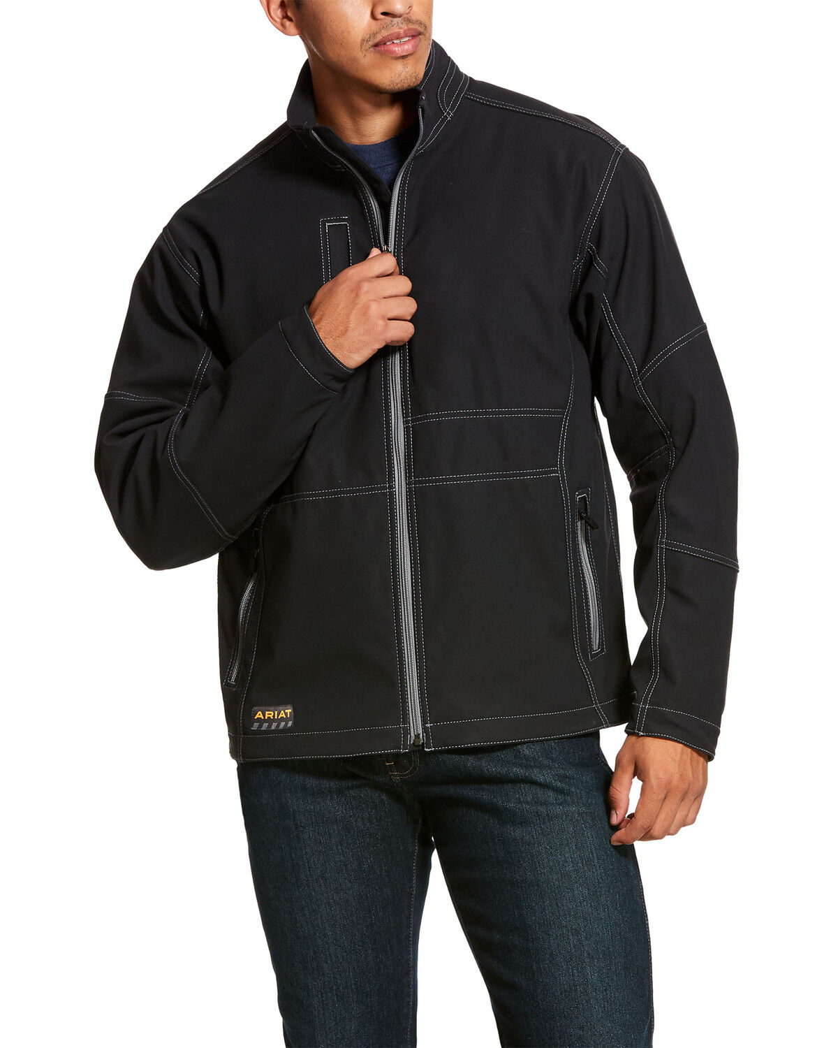 Image #2 - Ariat Men's Rebar Canvas Softshell Work Jacket - Big & Tall, Black, hi-res