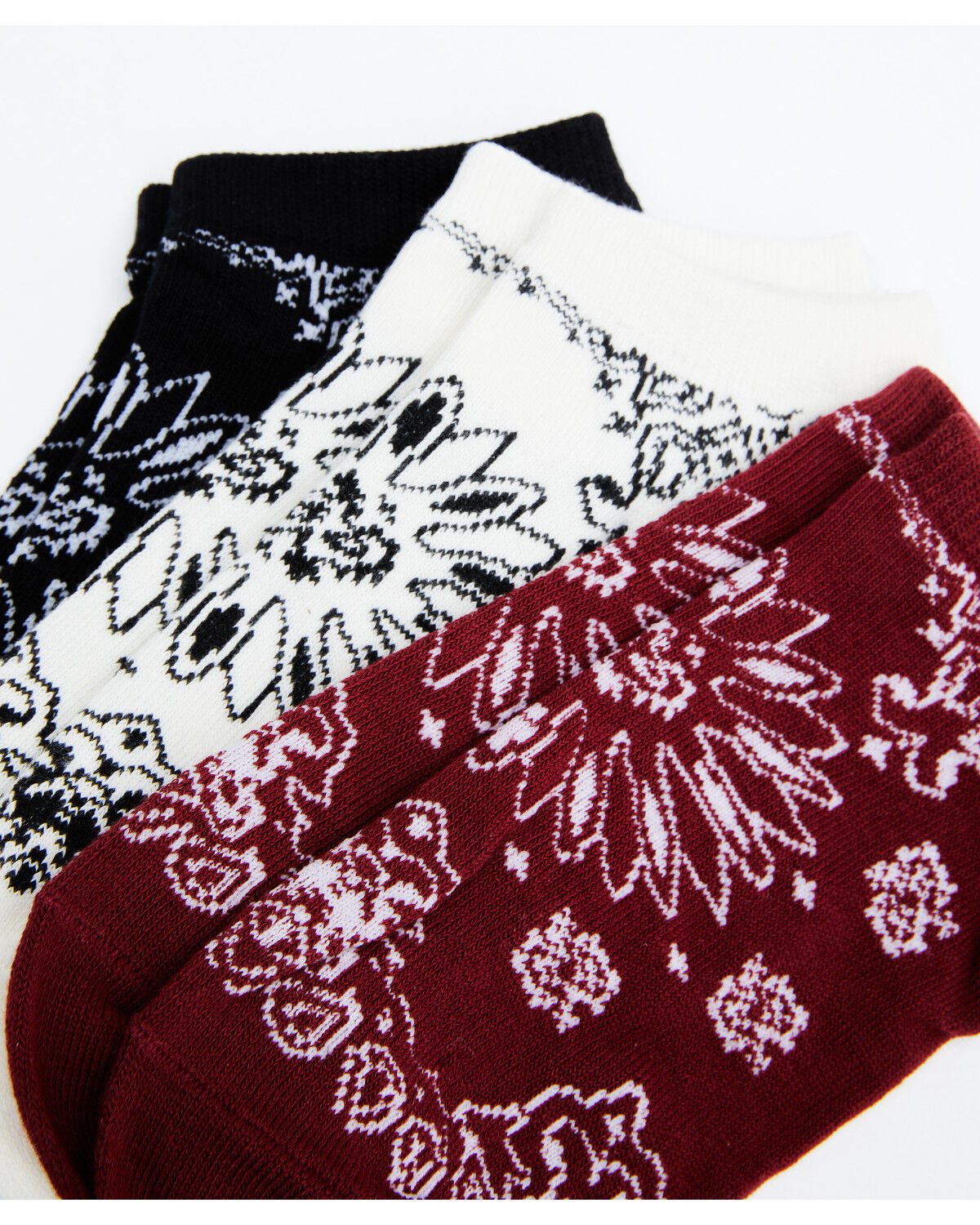 Image #2 - Shyanne Women's Bandana No Show Socks - 3 Pack, Jet Black, hi-res