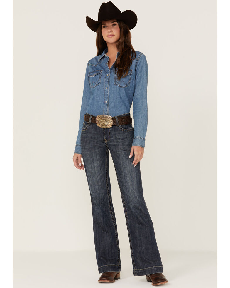 Stetson Women's 214 Dark Wash City Trousers, Blue, hi-res