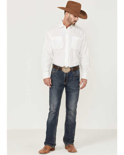 Image #2 - Resistol Men's Solid Long Sleeve Button Down Western Shirt , White, hi-res