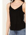 Shyanne Women's Crochet Lace Faux Suede Cami Top, Black, hi-res