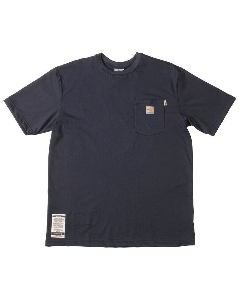 Carhartt Men's Pocket Fire Resistant Short Sleeve Work T-Shirt, Navy, hi-res