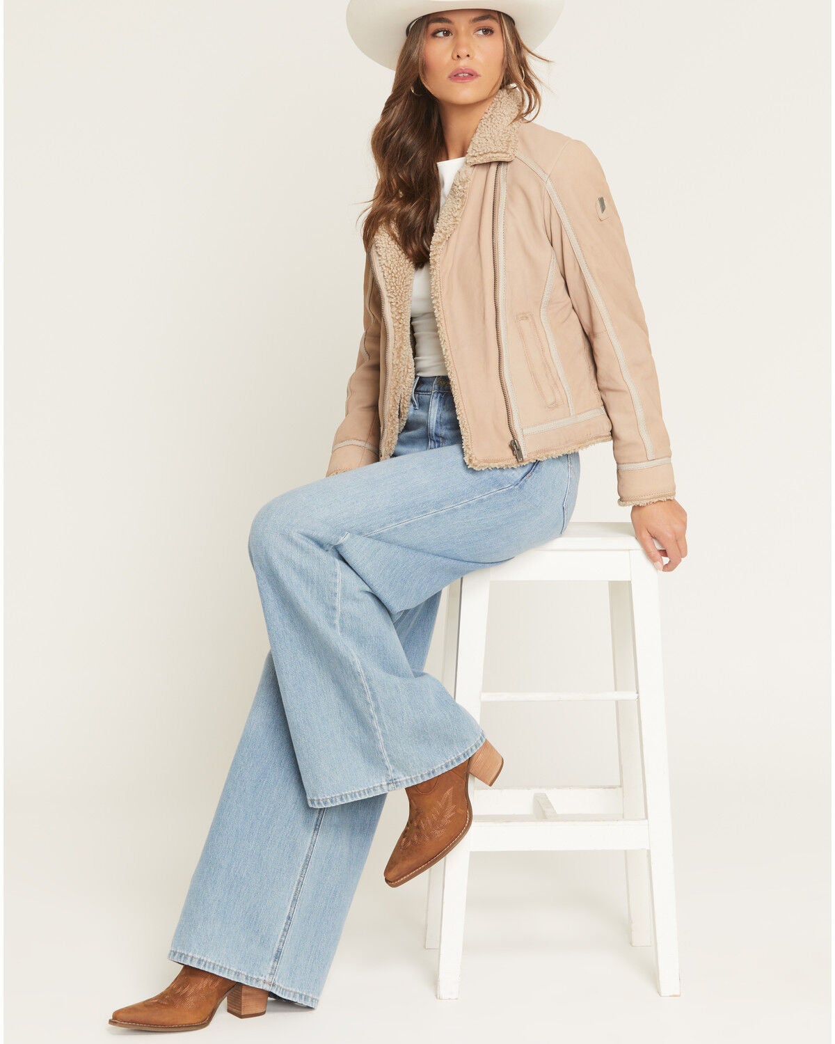 Image #1 - Mauritius Leather Women's RIla Moto Jacket, Ivory, hi-res