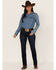 Image #1 - RANK 45® Women's Dark Wash Mid Straight Riding Jeans, Dark Wash, hi-res