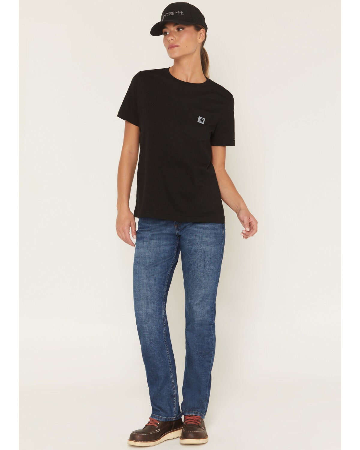 Image #1 - Carhartt Women's Essential Dark Wash Relaxed Fit Stretch Denim Jeans, Dark Wash, hi-res