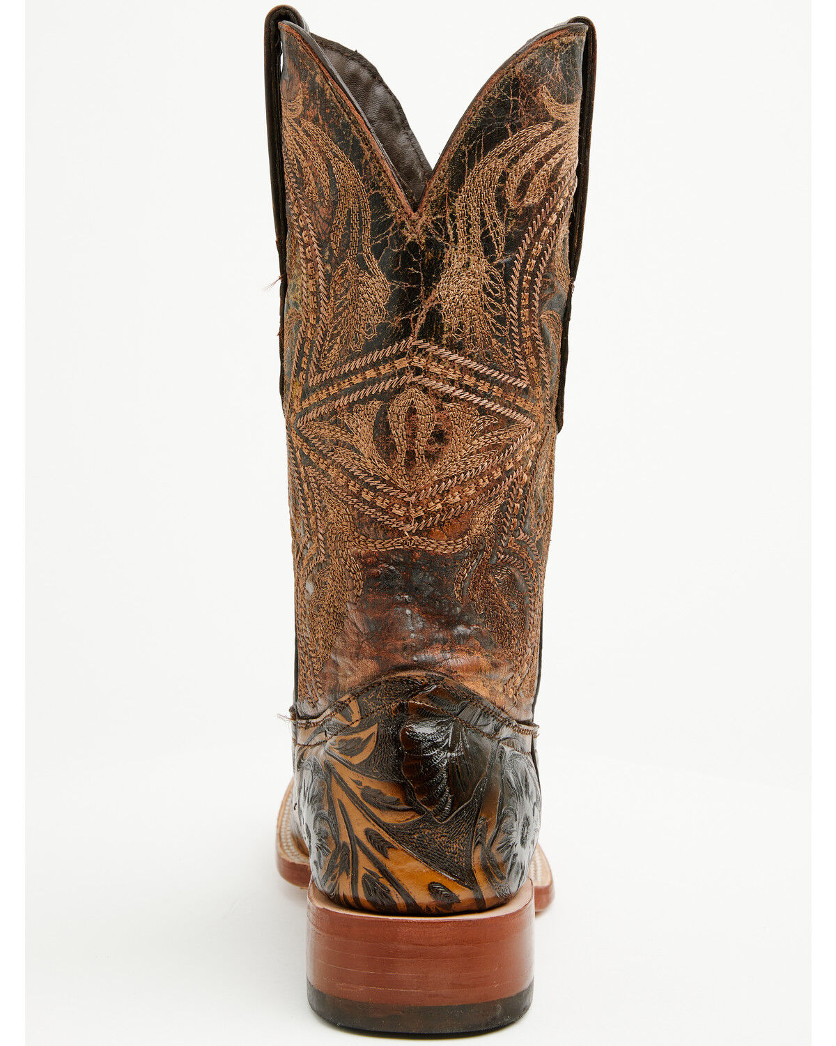Image #5 - Tanner Mark Men's Hand Tooled Western Boots - Broad Square Toe, Brown, hi-res