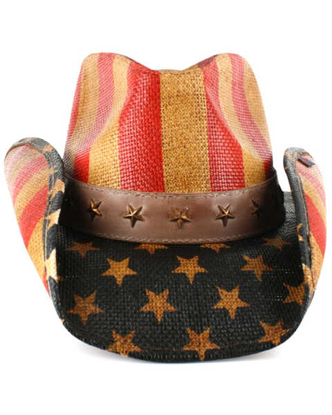 Cody James Justice American Flag Drifter Straw Cowboy Hat, Am Spirit, hi-res