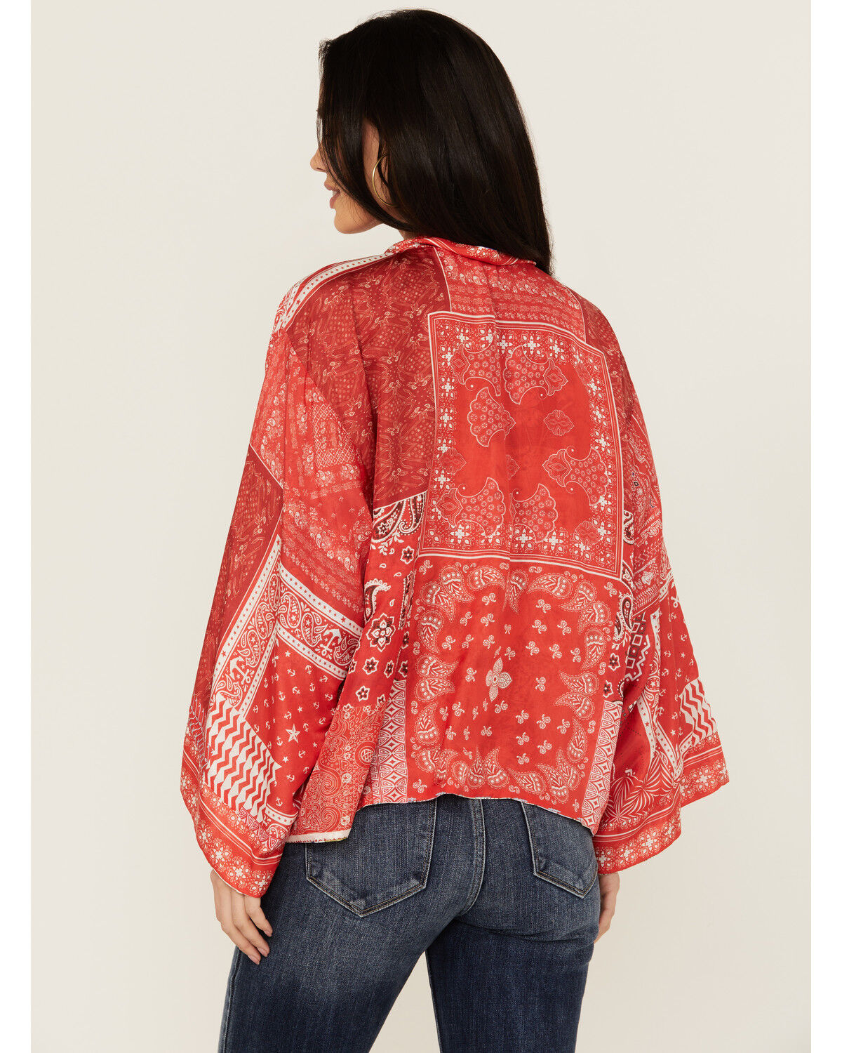 Image #4 - Johnny Was Women's Cosmo Nana Reversible Patchwork Floral Print & Paisley Bandana Kimono, Multi, hi-res