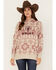 Image #1 - Ariat Women's Boot Barn Exclusive Southwestern Print Logo Graphic Hoodie, Tan, hi-res