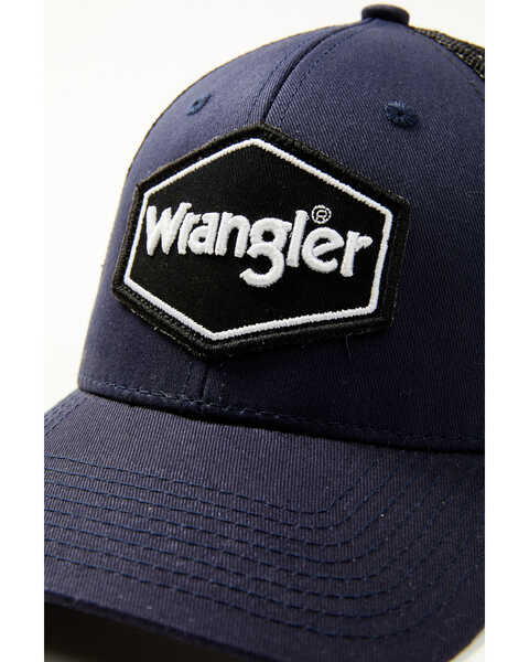 Image #2 - Wrangler Men's Standard Logo Patch Mesh-Back Ball Cap , Navy, hi-res