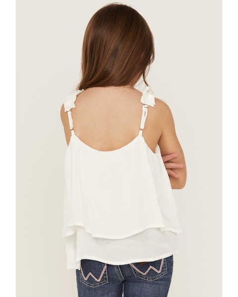 Image #4 - Hayden Girls' Embroidered Pleated Tank, White, hi-res