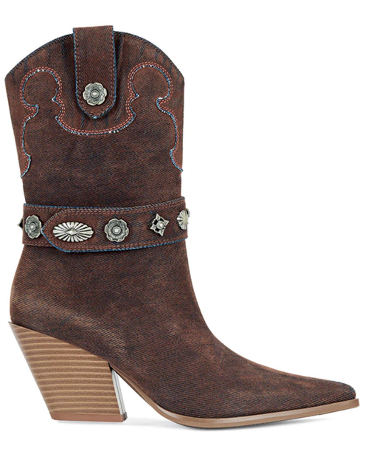 Image #2 - Azalea Wang Women's Neith Western Booties - Round Toe, Orange, hi-res