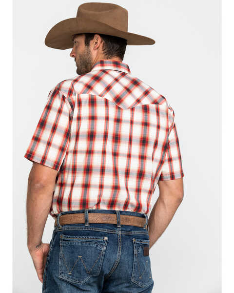 Image #2 - Pendleton Men's Frontier Plaid Print Short Sleeve Snap Western Shirt , Red, hi-res
