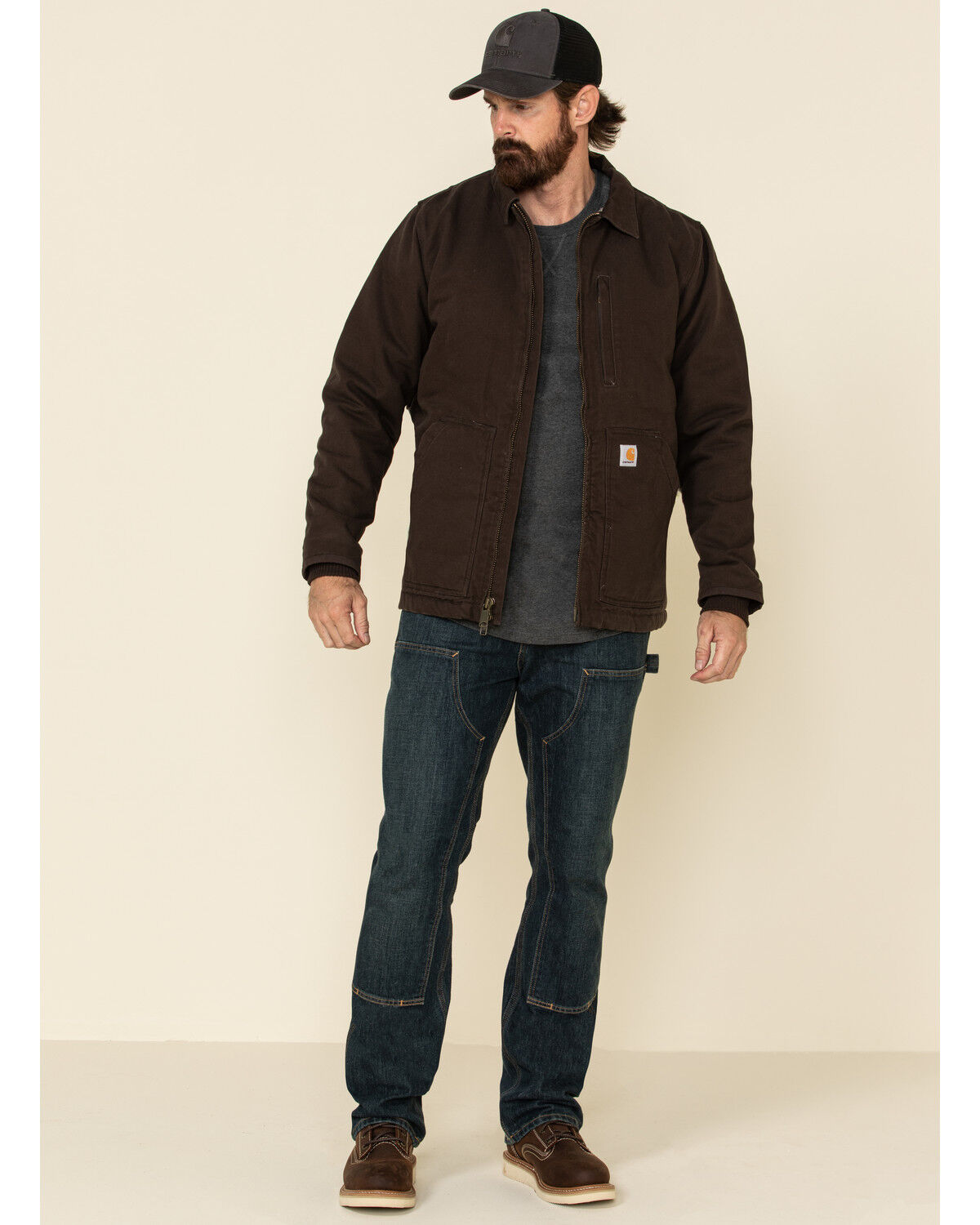 Image #2 - Carhartt Men's Dark Brown Washed Duck Sherpa Lined Work Coat, Brown, hi-res