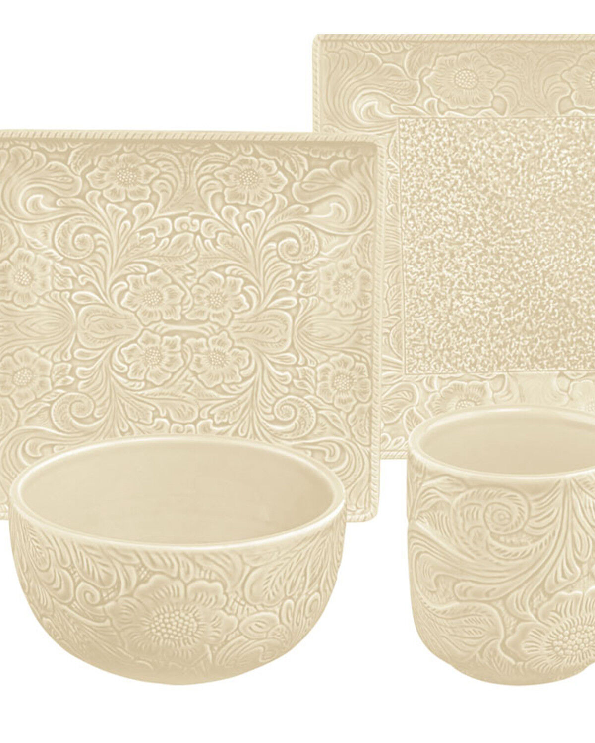 Image #1 - HiEnd Accents Savannah Dinnerware Set - 16 Piece, Cream, hi-res