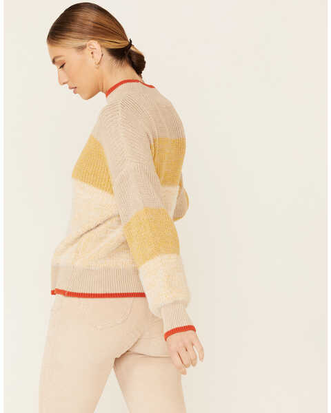 Image #4 - Very J Women's Yellow Striped Mock Neck Sweater , , hi-res