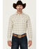Image #1 - Cody James Men's Declaration Plaid Print Long Sleeve Snap Western Shirt, Cream, hi-res