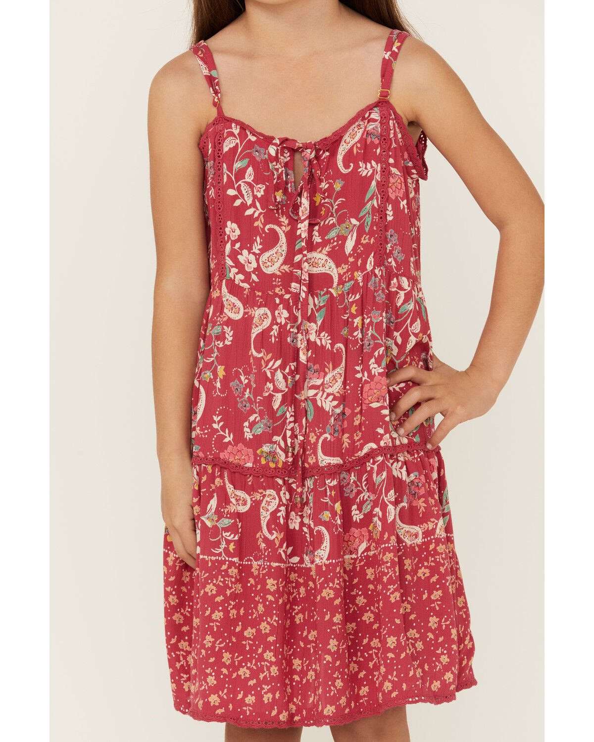 Image #2 - Angie Girls' Paisley Print Spaghetti Strap Dress, , hi-res