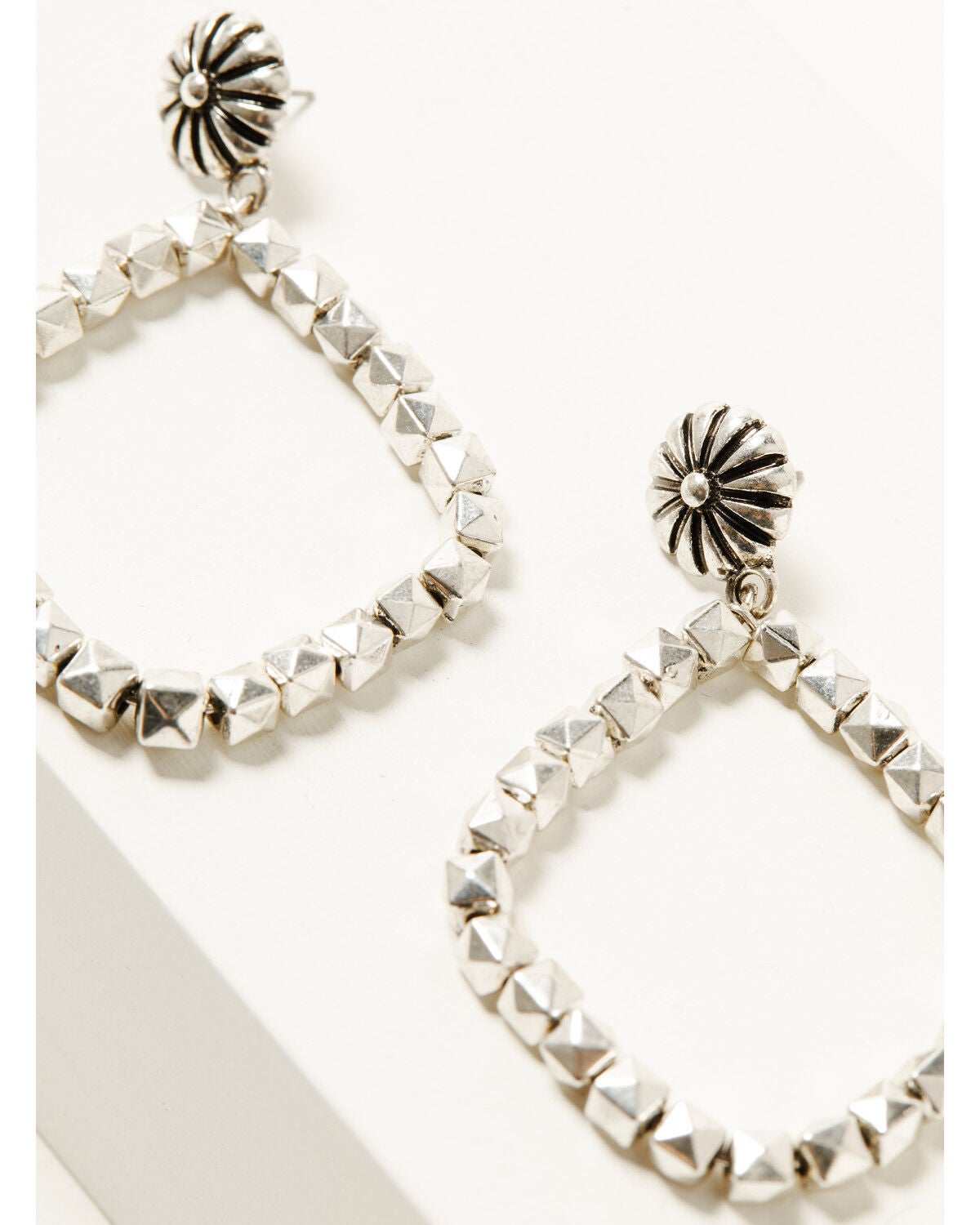 Image #2 - Shyanne Women's Facet Silver Bead Statement Earrings, Silver, hi-res