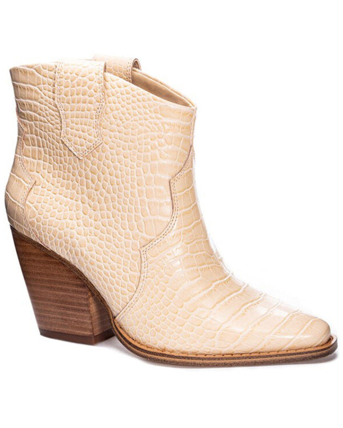 Image #1 - Chinese Laundry Women's Bonnie Croc Print Fashion Booties - Snip Toe, Cream, hi-res