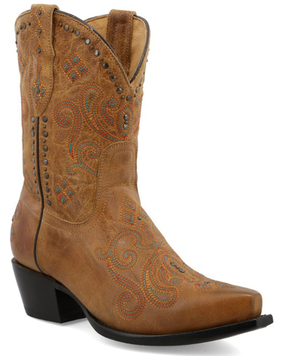 Image #1 - Black Star Women's CellSole Studded Leather Western Boots - Snip Toe, Brown, hi-res