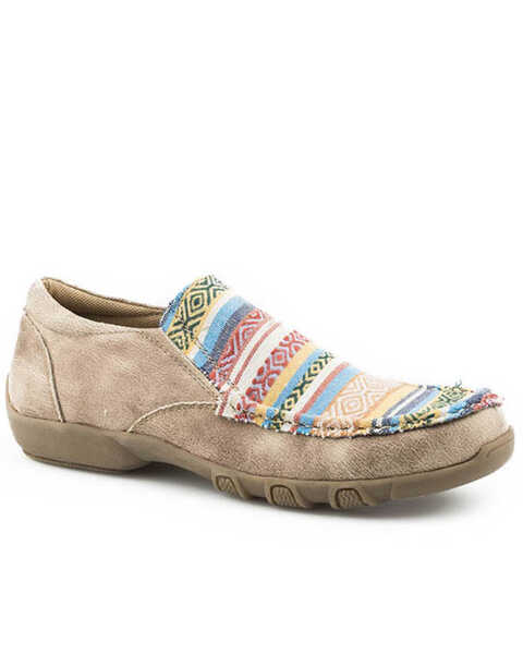 Roper Women's Vintage Beige Multicolor Shoes - Moc Toe, Tan, hi-res