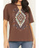 Image #3 - Shyanne Women's Studded Southwestern Print Short Sleeve Graphic Tee, Brown, hi-res