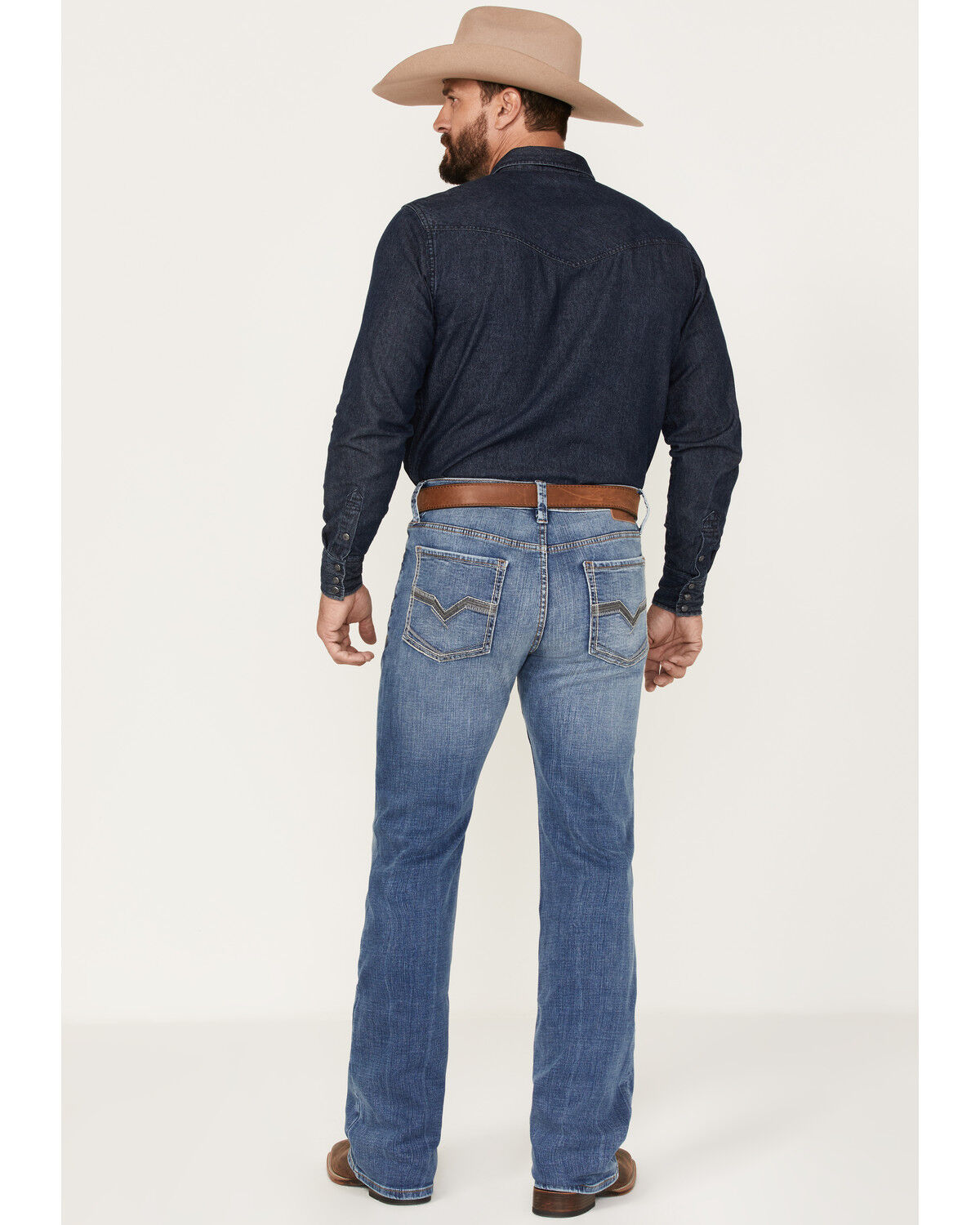 Image #3 - Moonshine Spirit Men's Good Times Wash Stretch Slim Bootcut Jeans, Medium Wash, hi-res