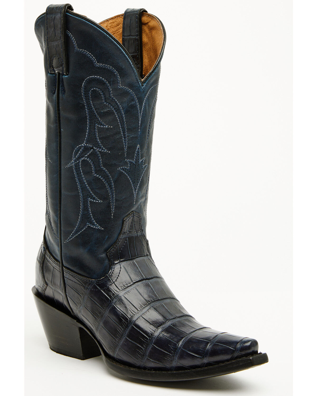 Image #1 - Shyanne Women's Aspen Exotic American Alligator Western Boots - Snip Toe, Navy, hi-res
