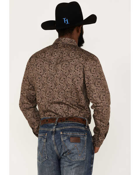 Image #4 - Cody James Men's Linear Paisley Print Long Sleeve Snap Western Shirt, Brown, hi-res