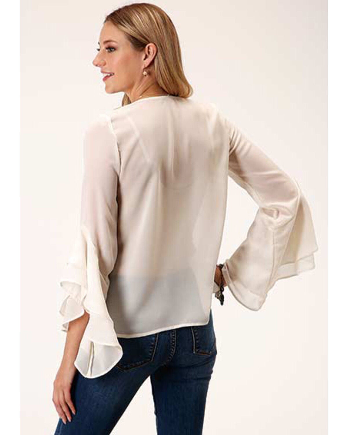 cream ruffle blouse