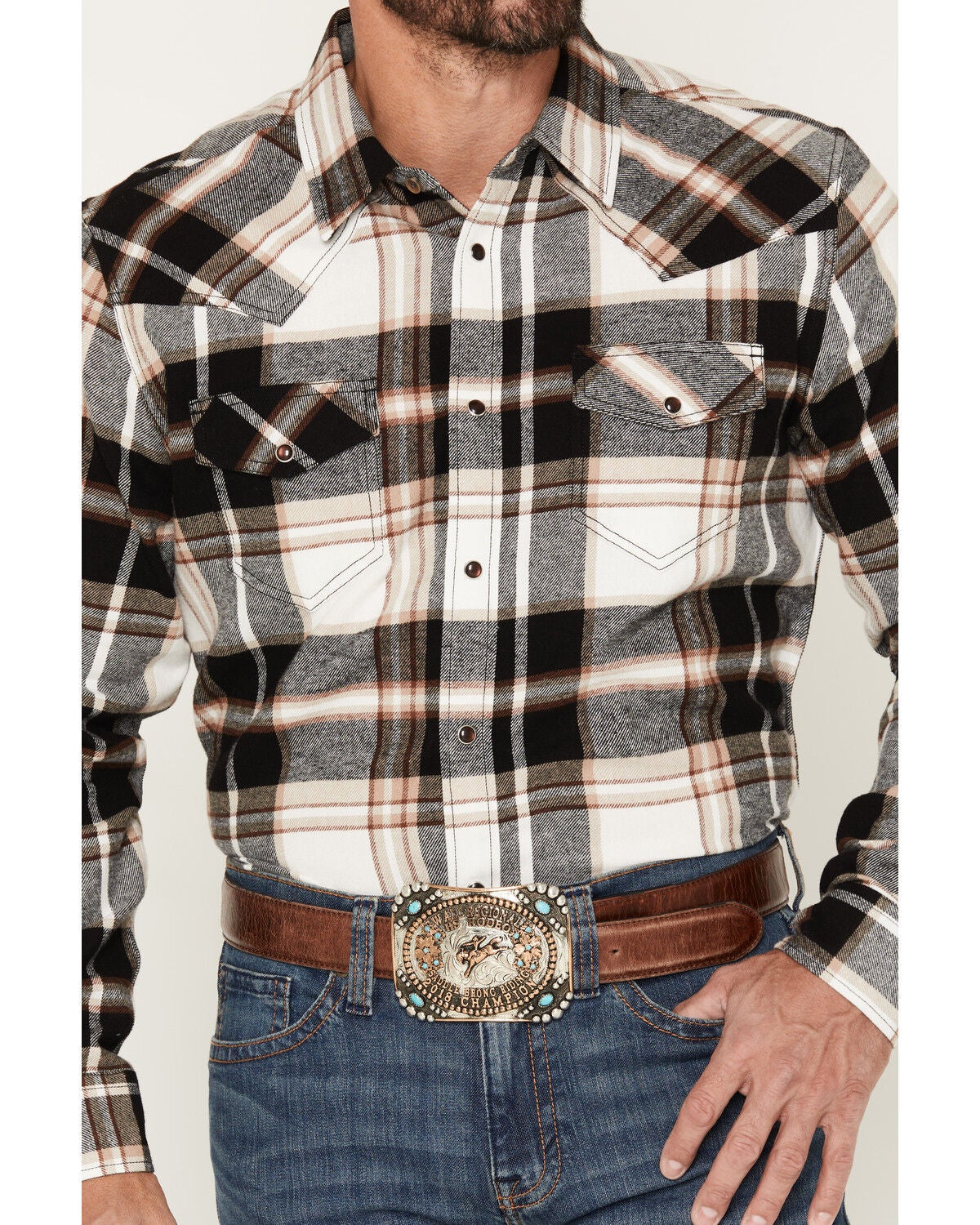 Image #3 - Cody James Men's Standard Issue Plaid Print Long Sleeve Snap Flannel Shirt - Tall, Black, hi-res