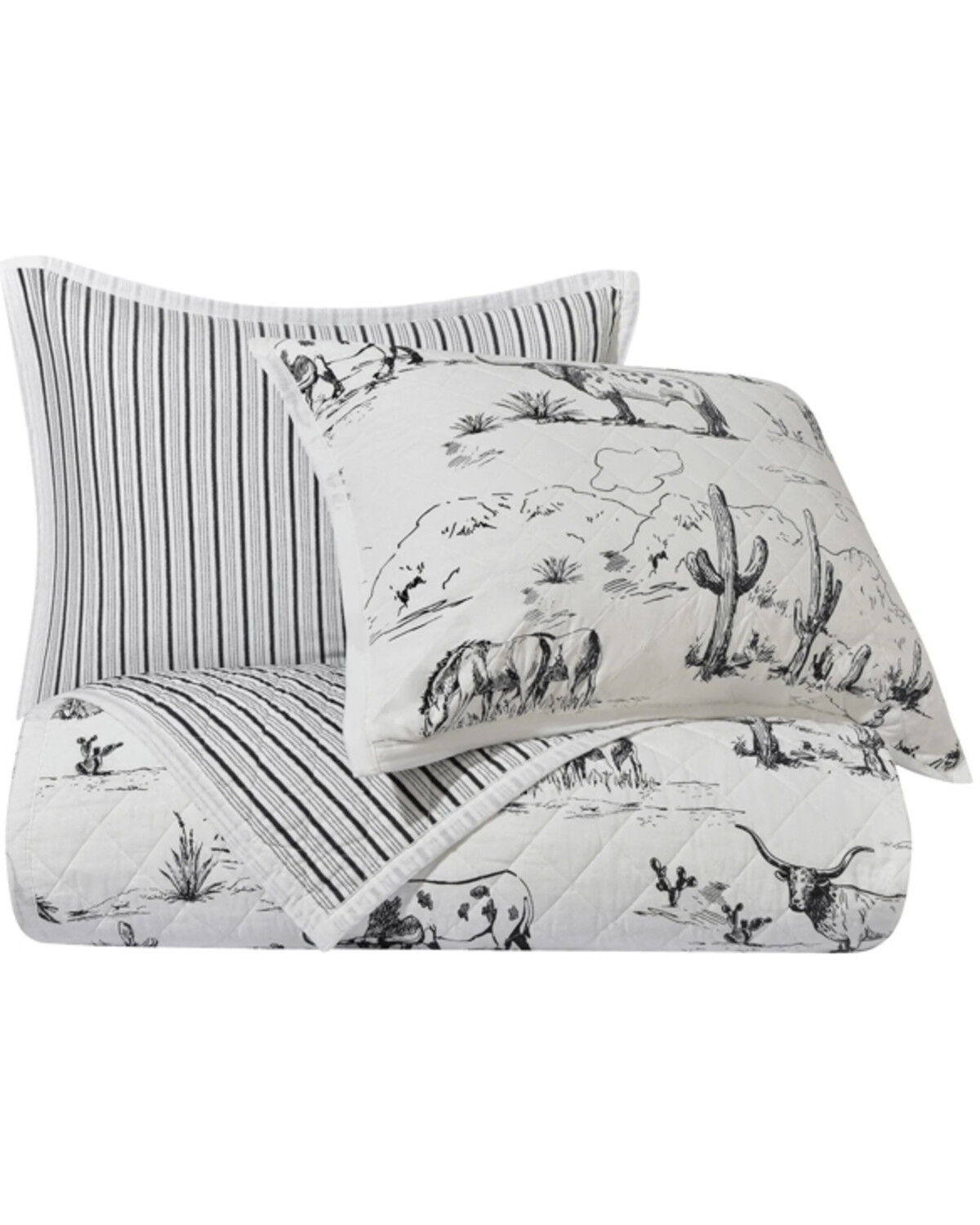 Image #3 - HiEnd Accents Black Ranch Life Western Toile Reversible 3-Piece Full/Queen Quilt Set, Black, hi-res