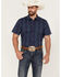 Image #1 - Gibson Men's Lost Leader Plaid Short Sleeve Button Down Western Shirt, Navy, hi-res