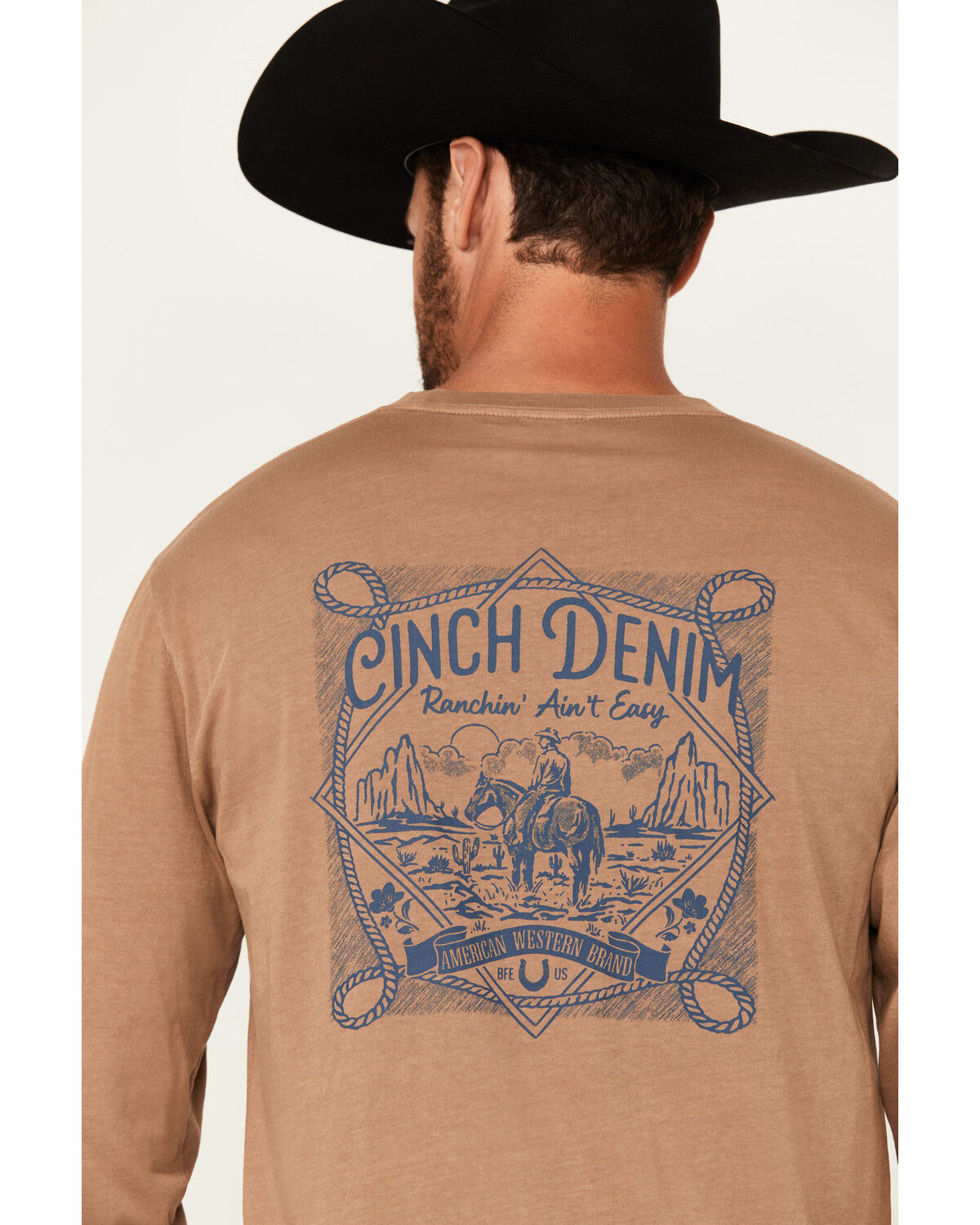 Image #4 - Cinch Men's Cowboy Long Sleeve Graphic T-Shirt, Lt Brown, hi-res