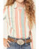 Image #3 - Wrangler Girls' Striped Print Long Sleeve Snap Western Shirt, Coral, hi-res