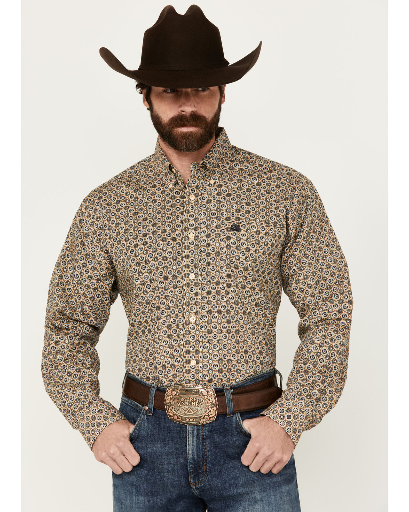 Cinch Men s Medallion Print Long Sleeve Button Down Western Shirt Sheplers