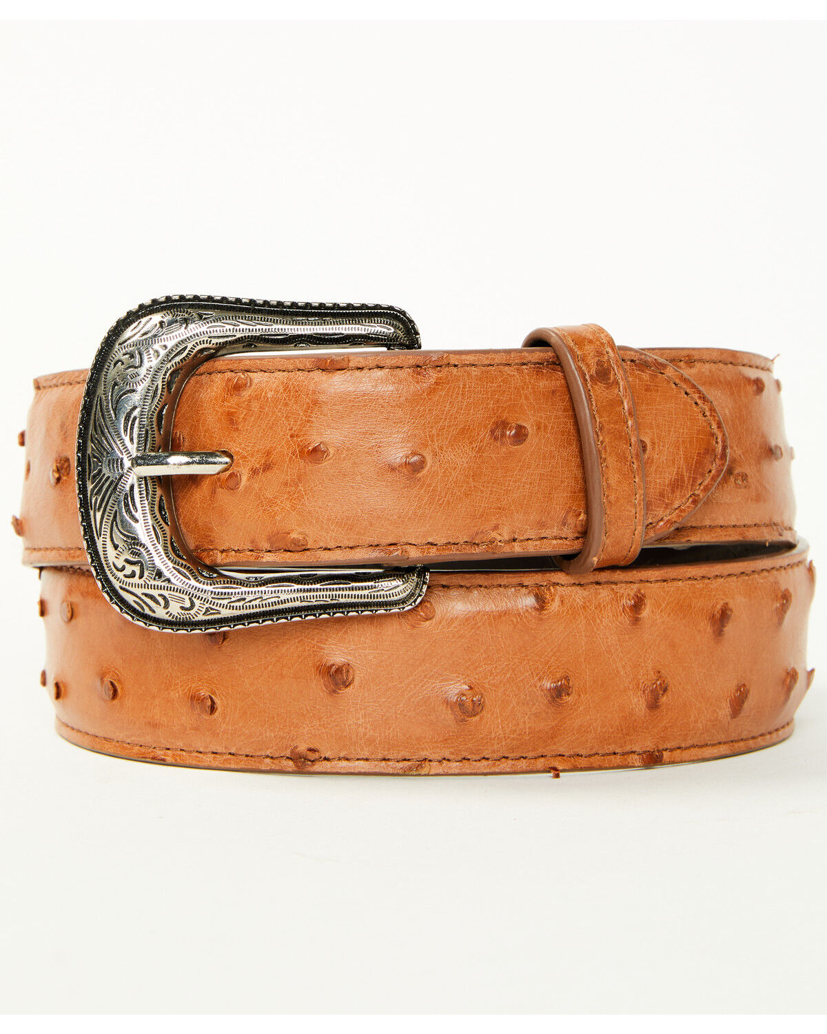 Image #1 - Cody James Men's Carver Exotic Ostrich Leather Belt, Cognac, hi-res