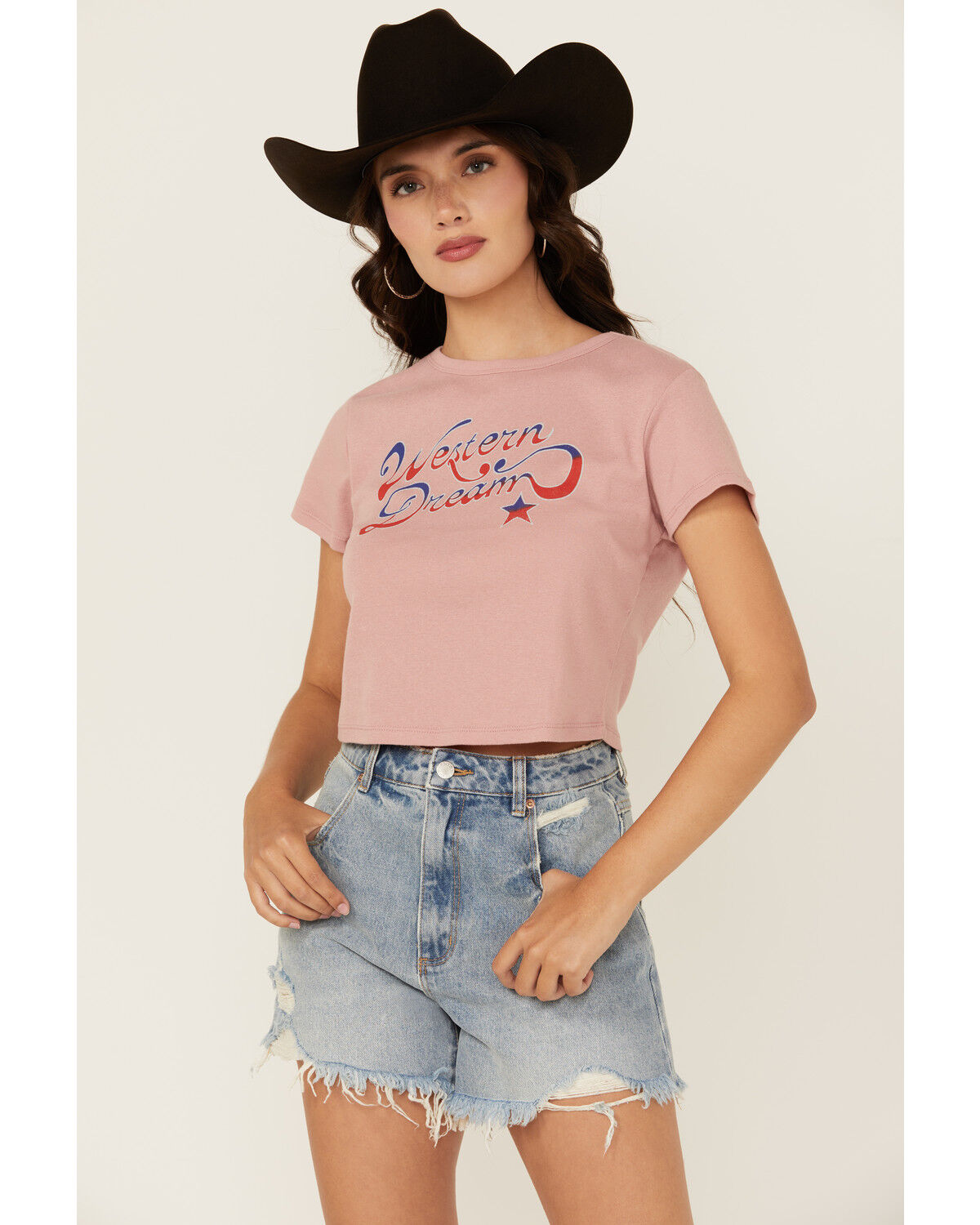 Image #1 - Girl Dangerous Women's Western Dream Short Sleeve Baby Tee, Pink, hi-res