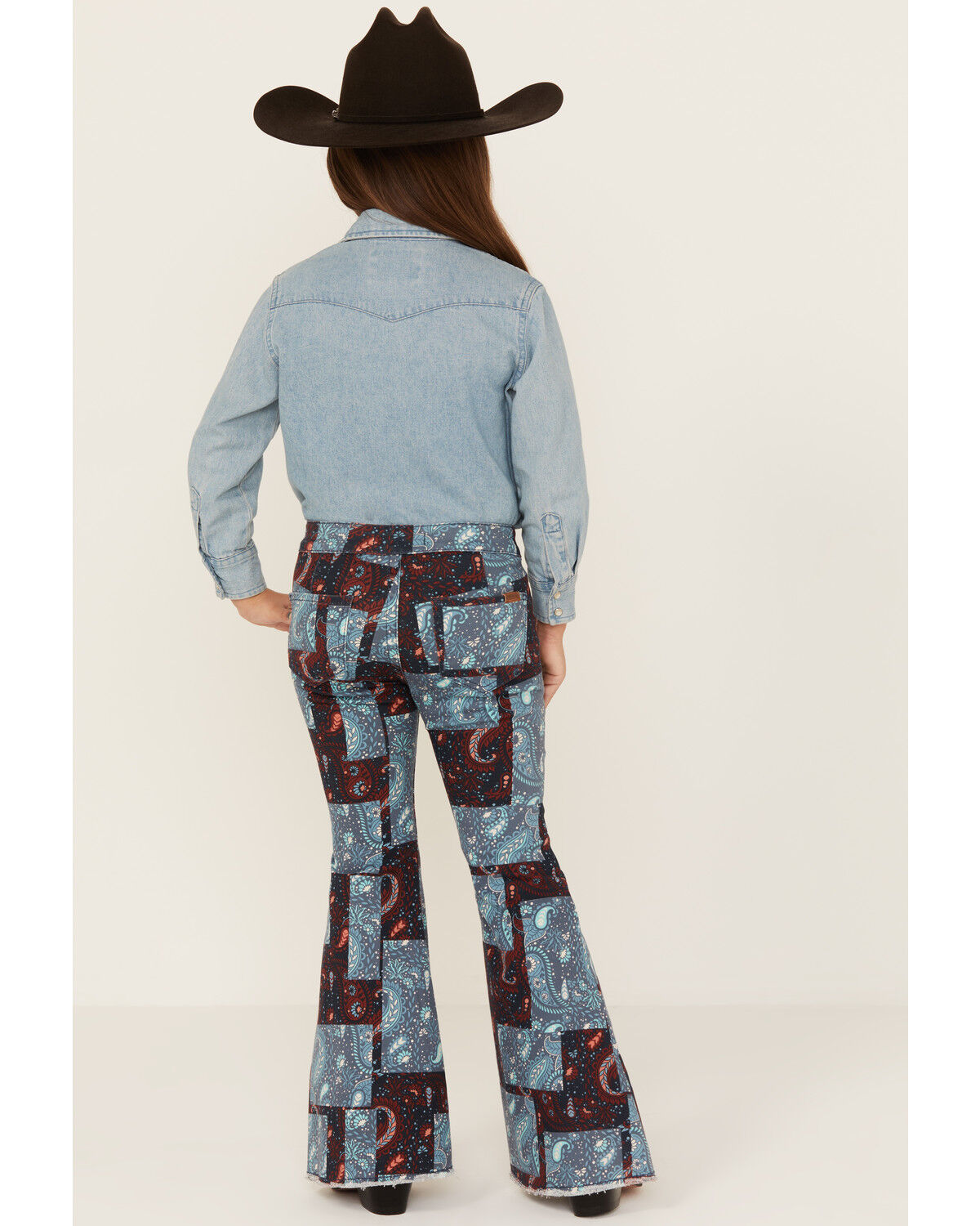Image #3 - Rock & Roll Denim Girls' Patchwork Print Flare Jeans, Multi, hi-res