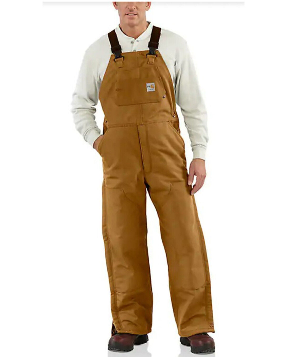 Image #2 - Carhartt Men's FR Duck Quilt-Lined Bib Overalls - Big & Tall, Carhartt Brown, hi-res