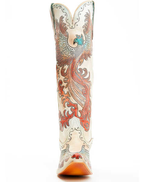 Image #4 - Corral Women's Fire Phoenix Hand Tooled And Painted Tall Western Boots - Snip Toe , White, hi-res