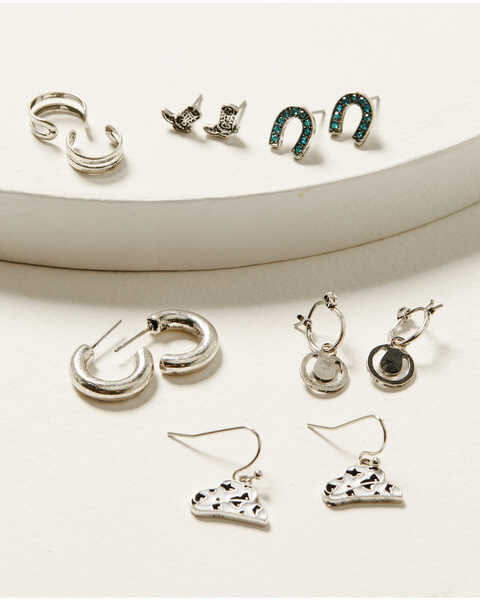 Image #1 - Shyanne Women's Urban Cowgirl Earring and Ear Cuff Set - 6 Piece, Silver, hi-res
