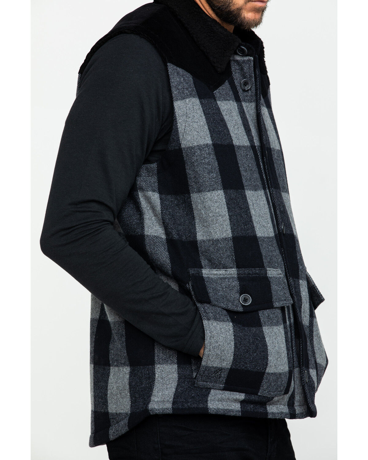 Image #5 - Moonshine Spirit Men's Countryman Buffalo Check Plaid Corduroy Vest , , hi-res