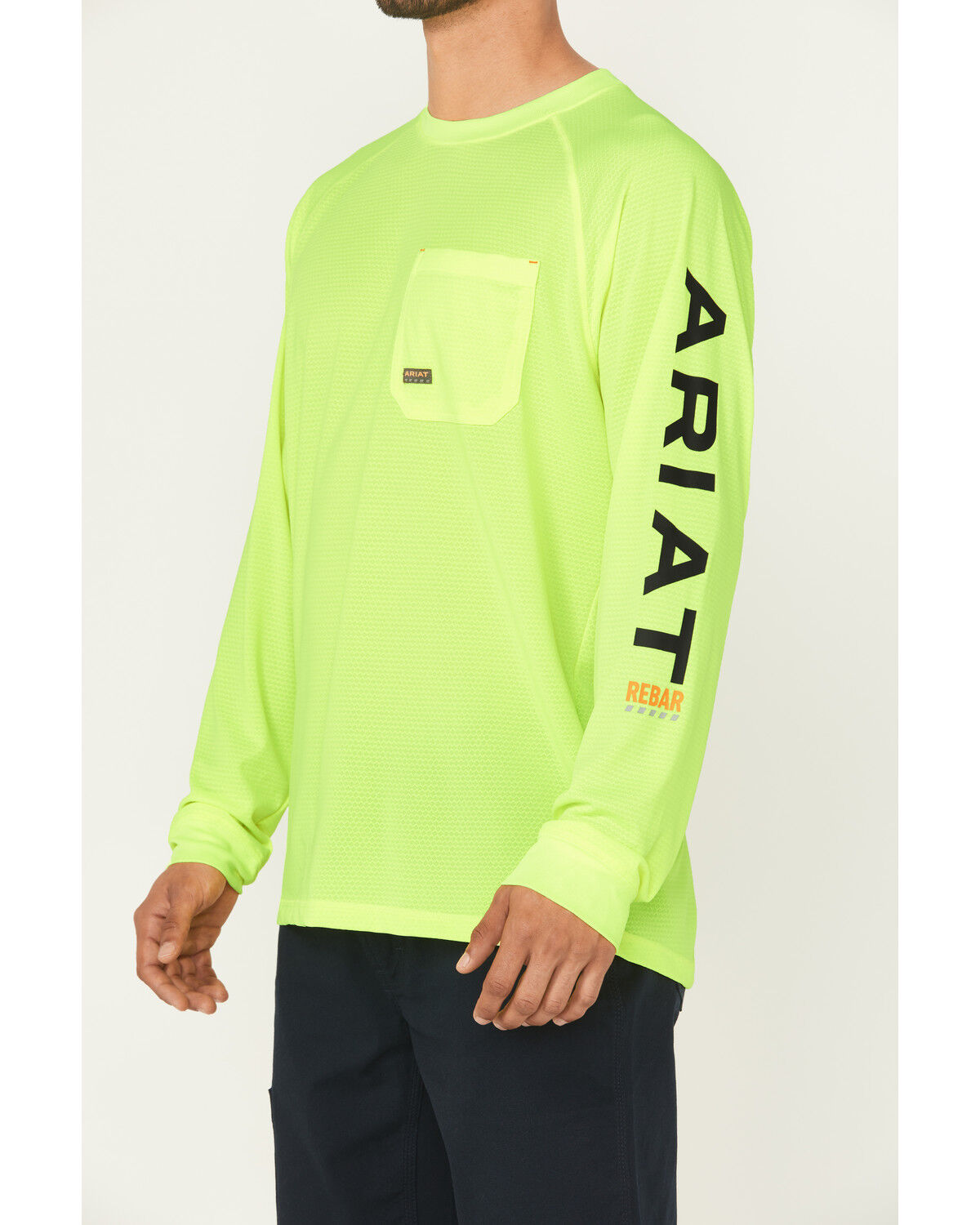 Image #3 - Ariat Men's Lime Rebar Heat Fighter Long Sleeve Work Pocket T-Shirt, Bright Green, hi-res