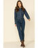 Image #2 - Wrangler Women's Dark Wash Long Sleeve Pearl Snap Denim Western Shirt, Blue, hi-res