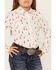 Shyanne Girls' Cactus Print Long Sleeve Snap Shirt, Ivory, hi-res