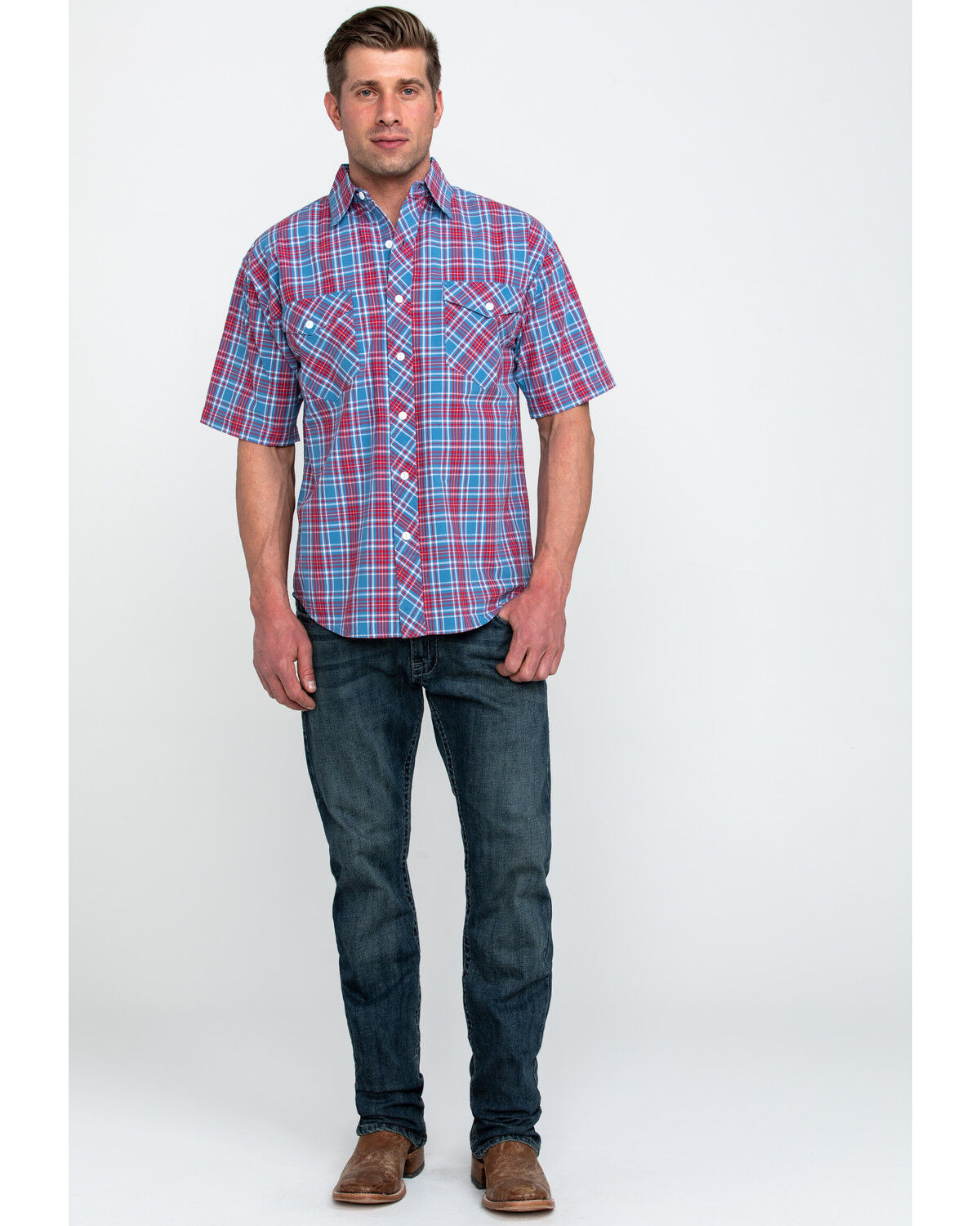 Image #6 - Resistol Men's Yosemite Small Plaid Short Sleeve Western Shirt, , hi-res